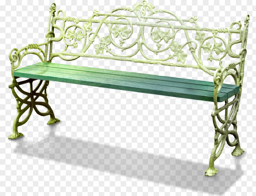 Carved Park Bench Chair Table PNG