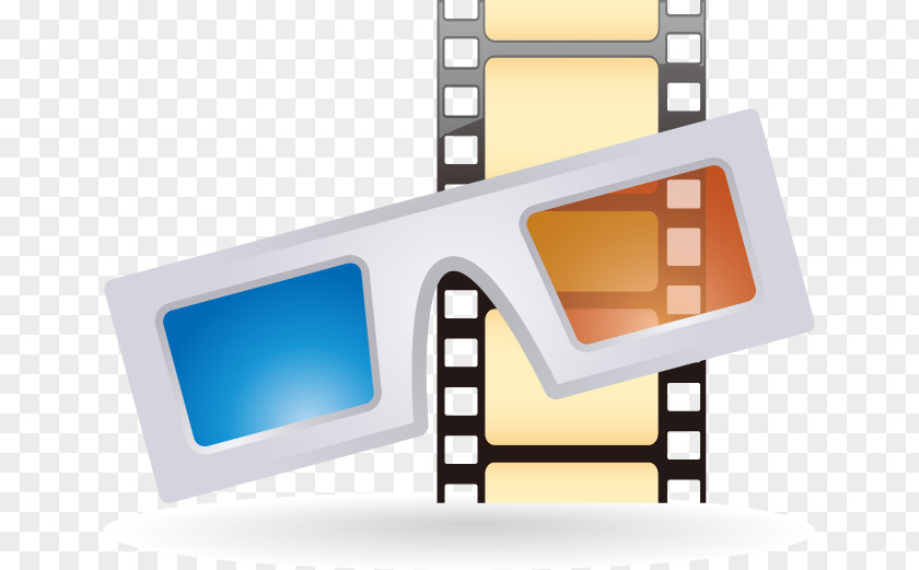 Hand-painted 3D Glasses Film Pattern Cinematography Symbol Illustration PNG