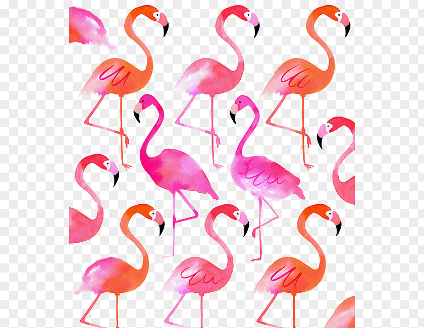 Hand-painted Flamingos Cushion Throw Pillow Linen Flamingo PNG