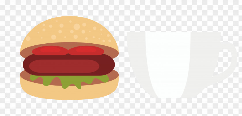 Vector Burger Coffee Material Cheeseburger Fast Food Cartoon Illustration PNG