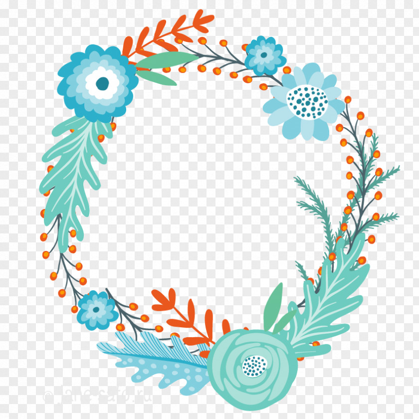 Six Flower Wreath Clip Art PNG