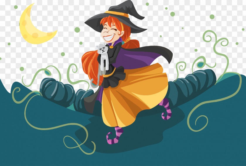Vector Witch Witchcraft Halloween Clip Art PNG
