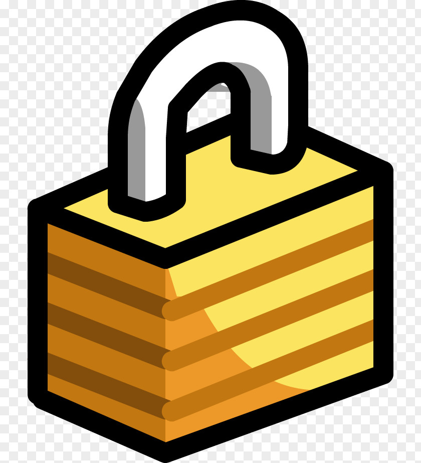 Yellow Padlock Penguin Cartoon PNG