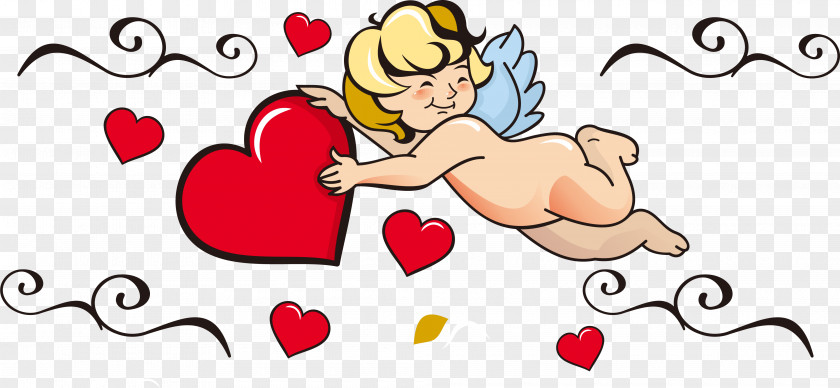Hand Painted Red Cupid Designer Clip Art PNG