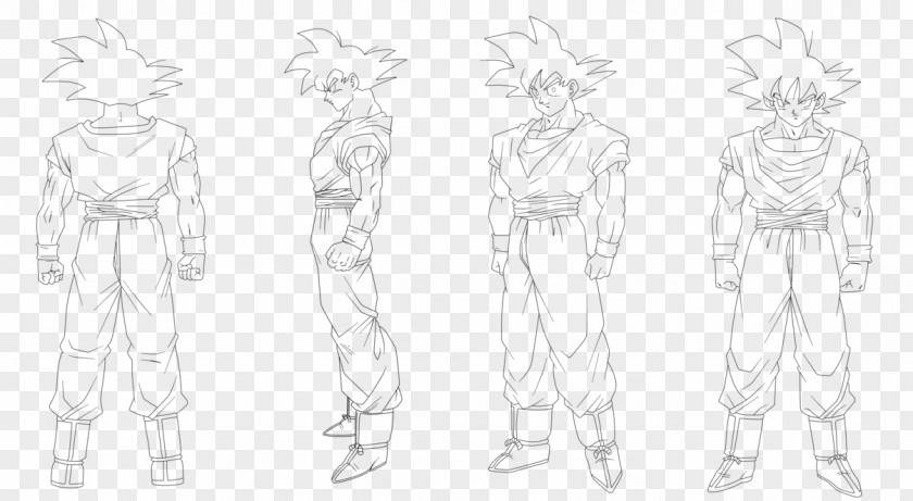 Goku Gohan Line Art Super Saiya Sketch PNG