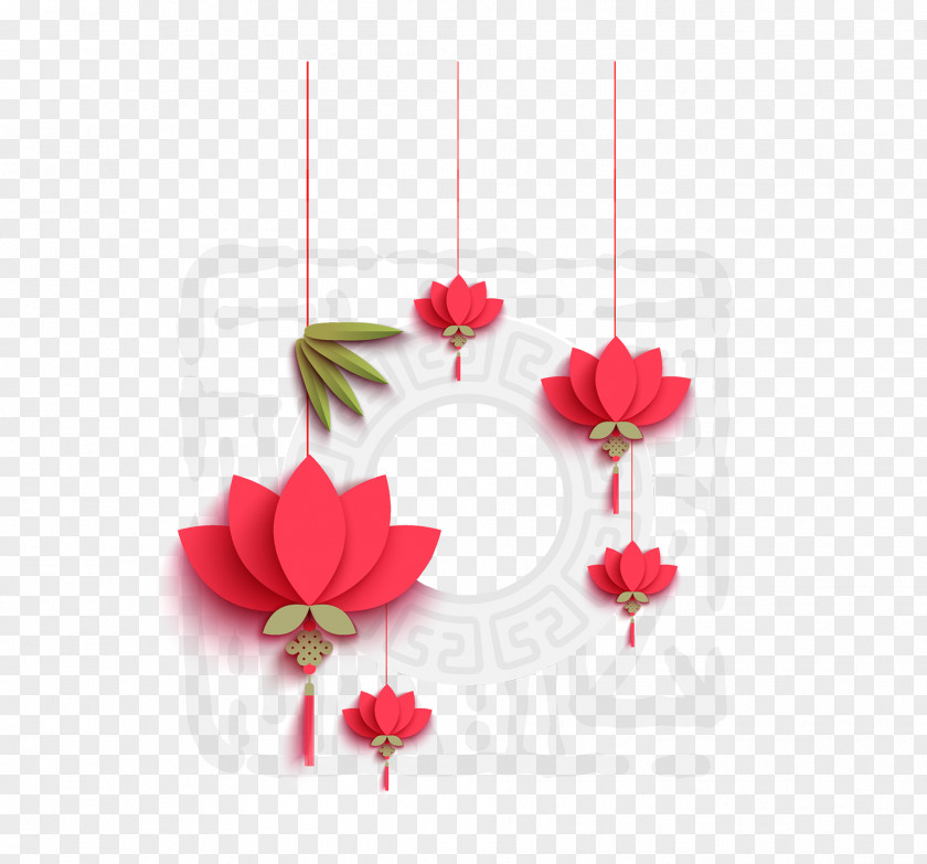 Red Lotus Lights Mid-Autumn Festival Mooncake Barbecue Grill Poster PNG