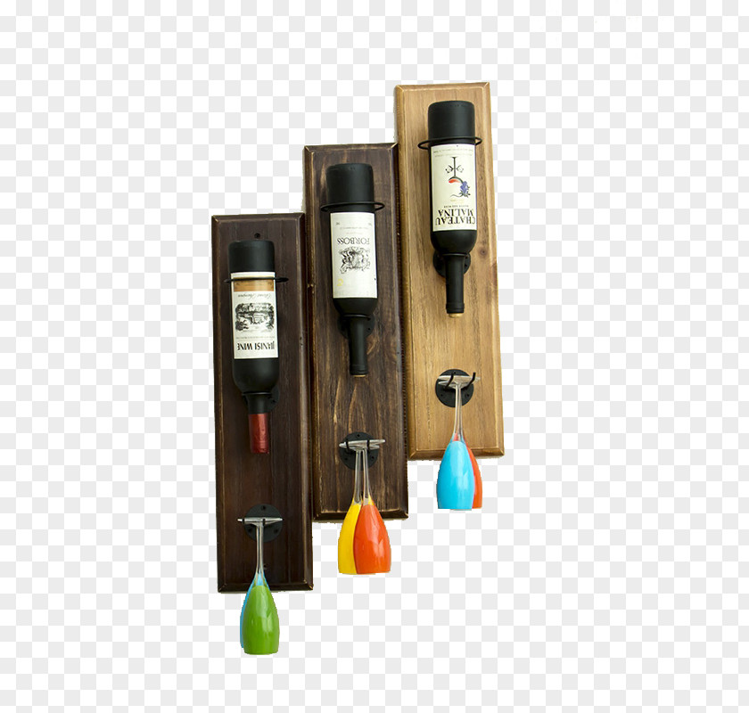 Retro Solid Wood Red Wine Rack Champagne PNG