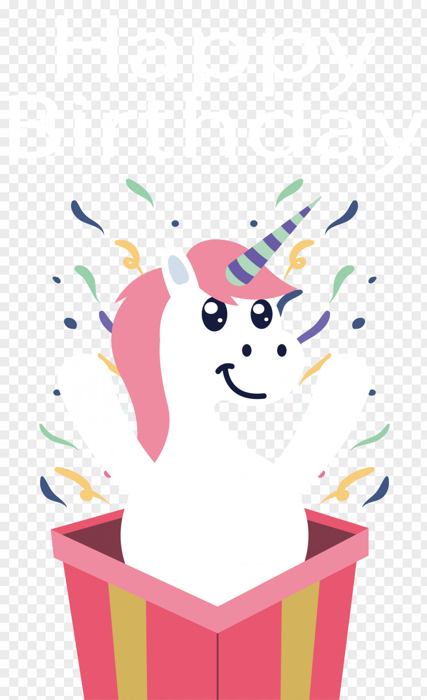 Unicorn In The Gift Box Surprise PNG