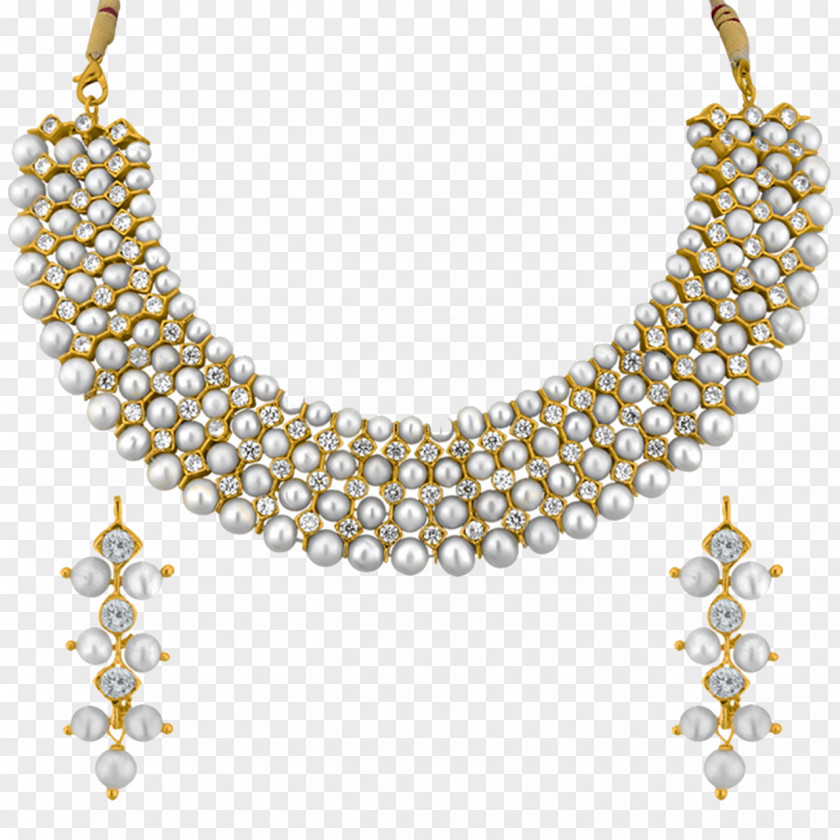 Necklace Jpearls Earring Jagdamba Pearls PNG