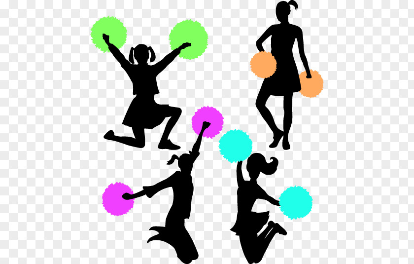 Cartoon Silhouette Cheerleaders Cheerleading Clip Art PNG