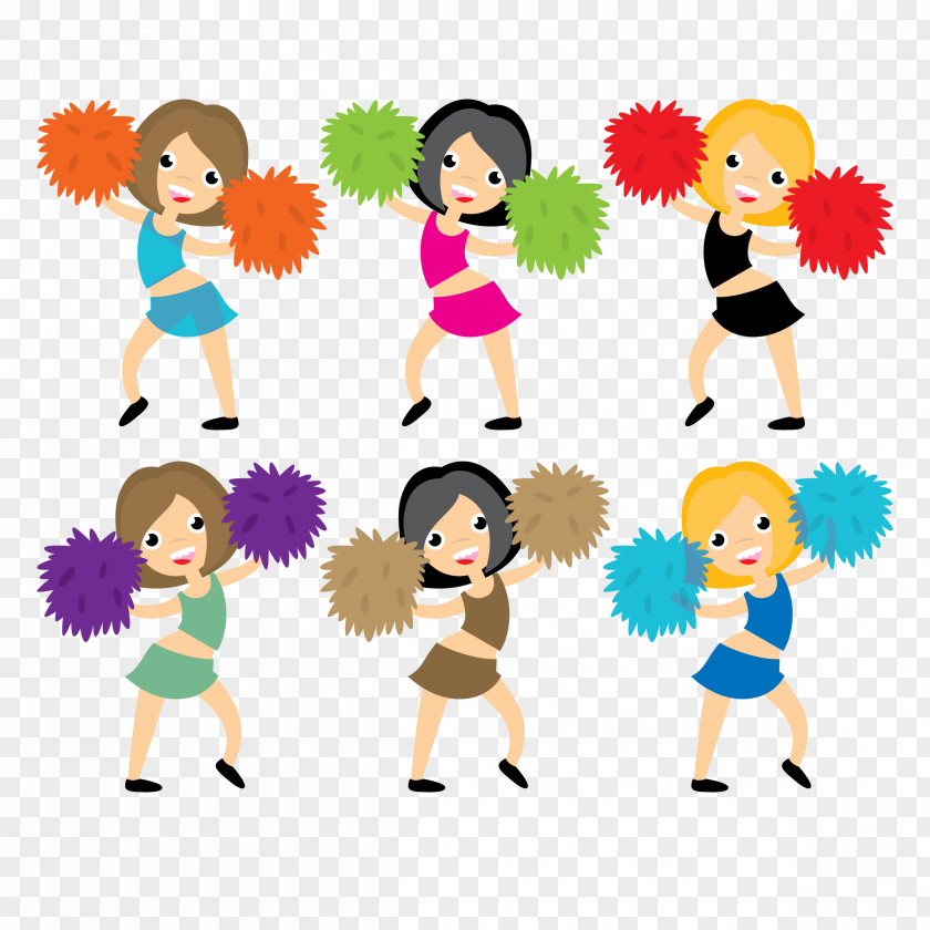 Cheerleaders Vector Material Cheerleading Cheerleader Pom-pom Euclidean PNG