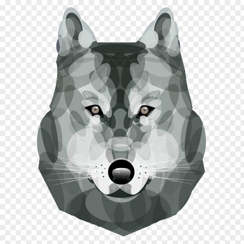 Oval Stitching Wolf Gray Cartoon Drawing Illustration PNG