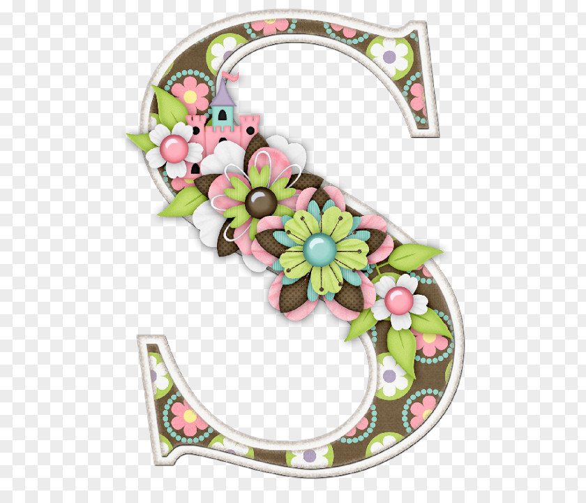 Watercolor Floral Spring Letter Alphabet Ch PNG