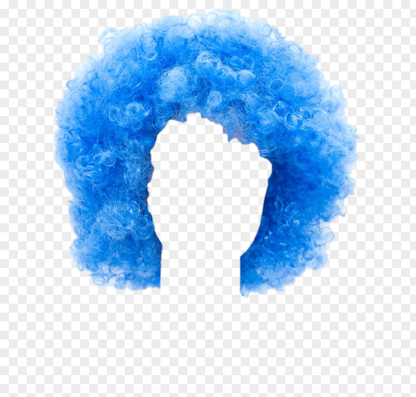 Curly Blue Wig Clown Clip Art PNG