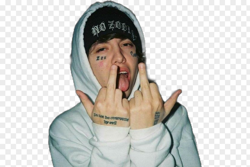 Lil Xan Xanarchy Father Rapper Drawing PNG Drawing, Xan, man in white hoodie raising both middle fingers clipart PNG