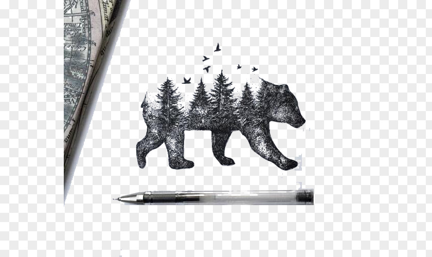 Hand-painted Wild Bears Bear Drawing Tattoo Idea Sketch PNG