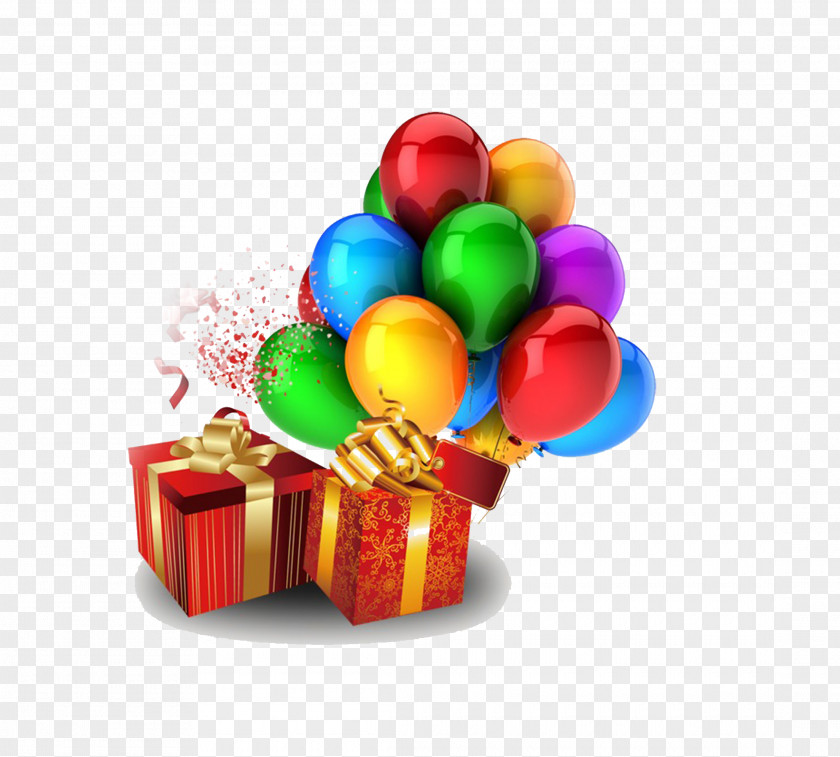 Simple Hot Air Balloon Gift Birthday Party Clip Art PNG