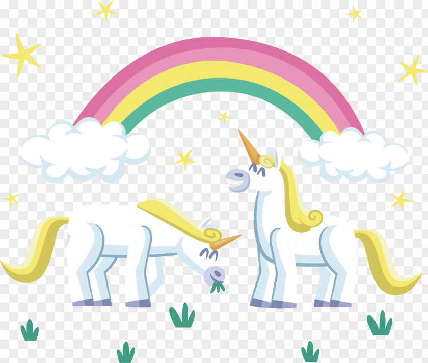 The Unicorn Under Rainbow Clip Art PNG