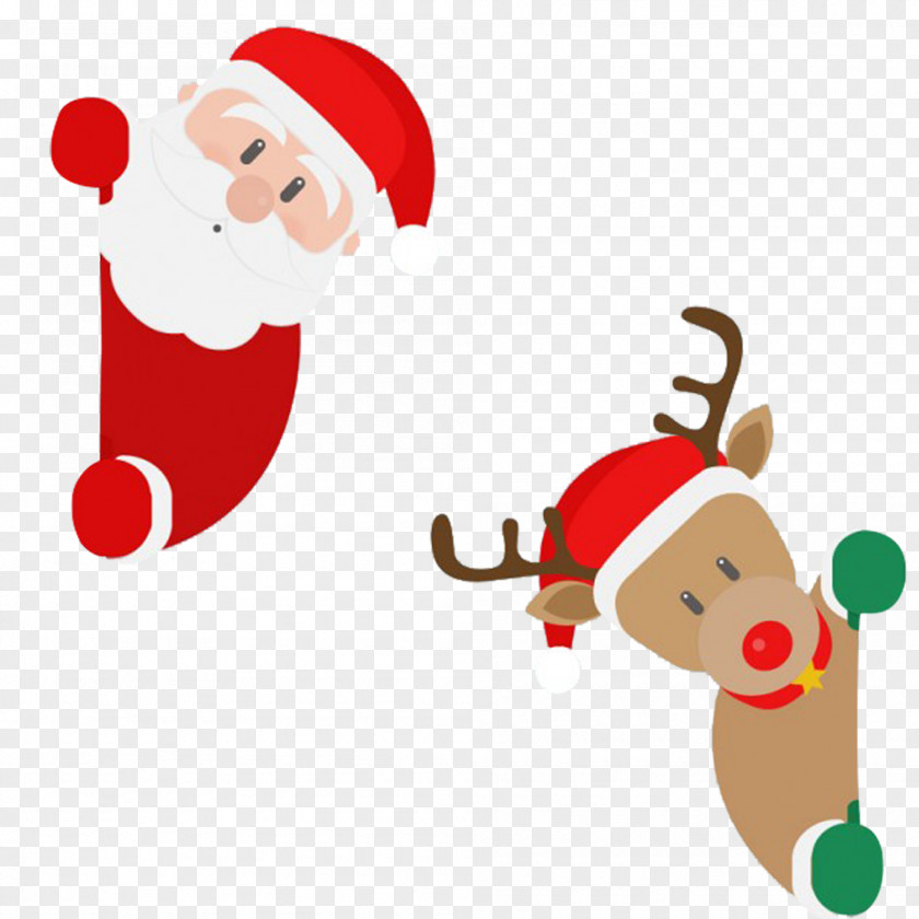 Cartoon Christmas Santa And Deer Claus's Reindeer PNG