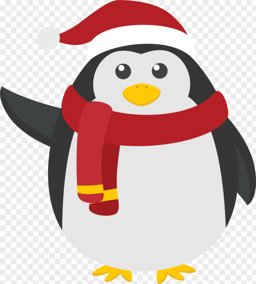 Penguin Wearing A Christmas Hat Clip Art PNG
