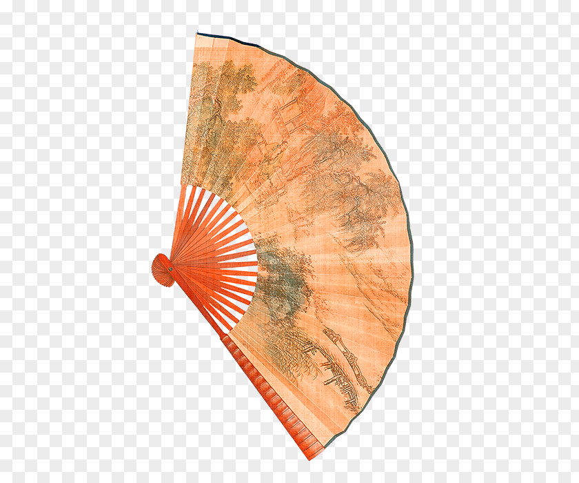 Brown Chinese Fan Decoration Pattern Hand PNG