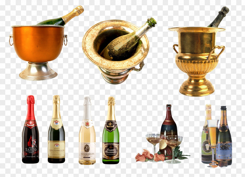 Champagne Glass Bottle Wine Alcoholic Drink PNG