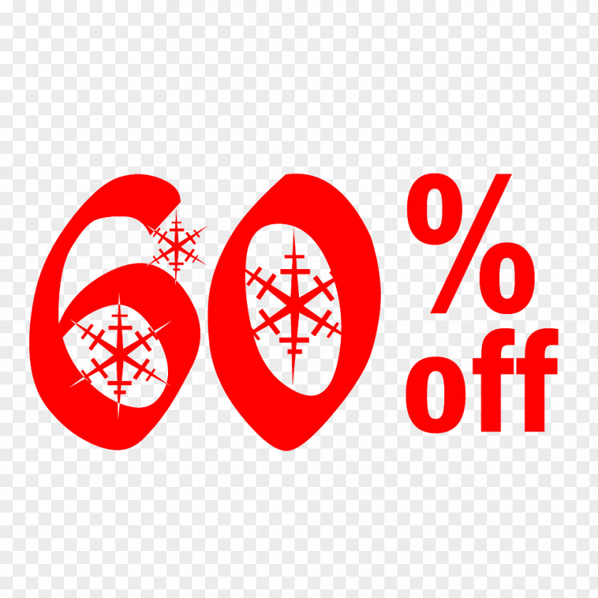 Snow Christmas Sale 60% Off Discount Tag. PNG
