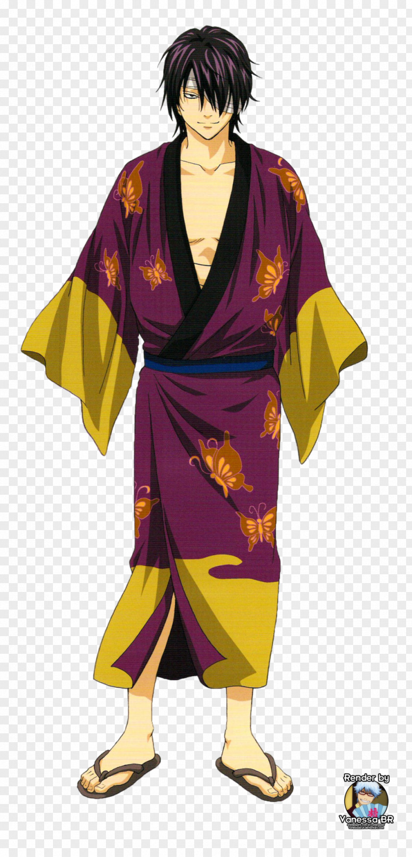 Shinsuke Nakamura Takasugi Gin Tama Kimono Gintoki Sakata Costume PNG