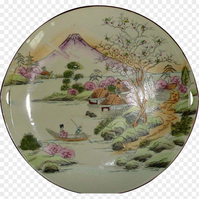 Hand-painted Architecture Tableware Butterfly Platter Plate Porcelain PNG
