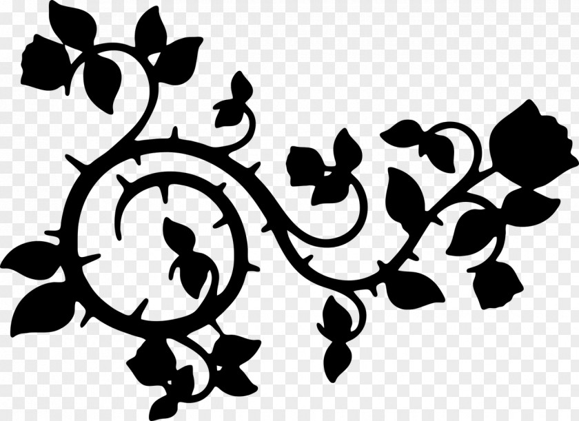 A Flower Petal Vine Silhouette Clip Art PNG