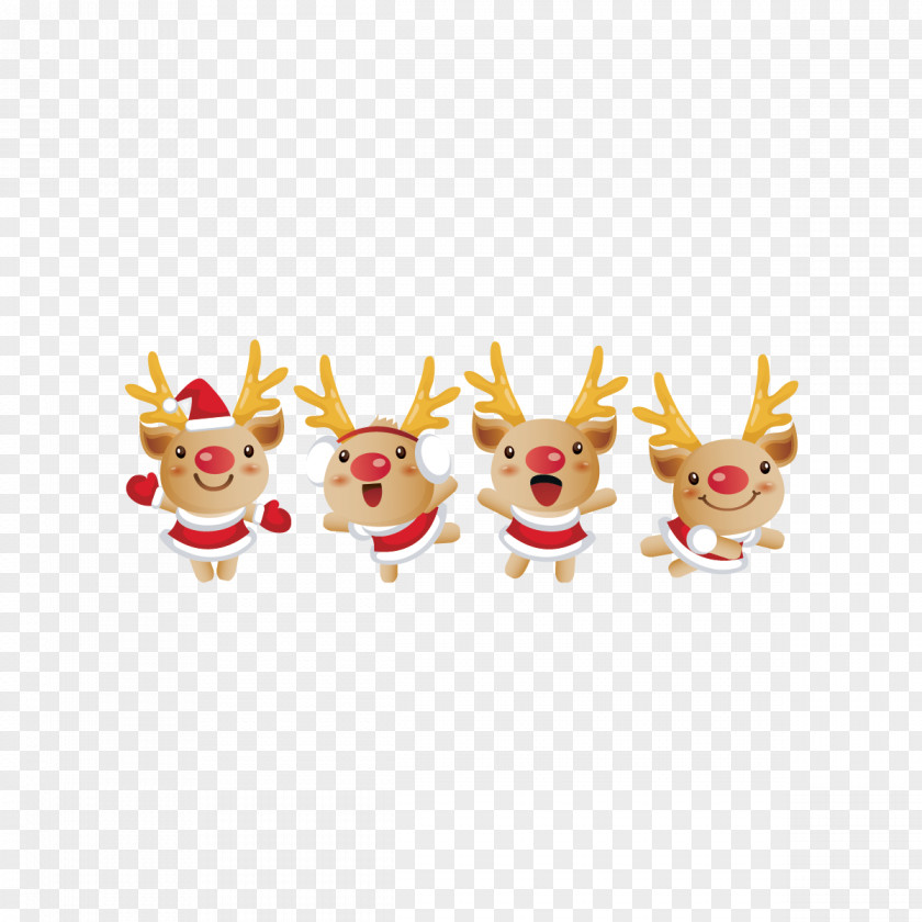 Christmas Deer Cute Clip Buckle Free Reindeer Santa Claus Cartoon PNG