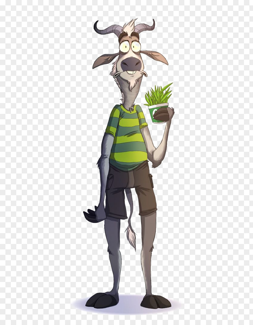 Mr. Goat Character Model Sheet Animated Cartoon PNG
