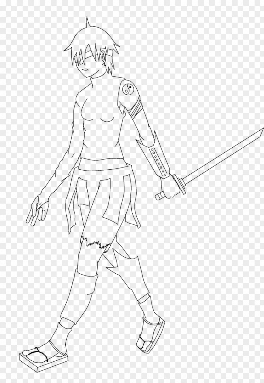 Female Drawing Line Art Ninja Kunoichi Sketch PNG