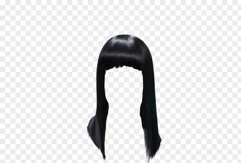 Hair Wig Black Long Bangs PNG