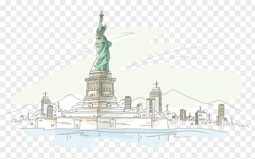 Statue Of Liberty Hand-painted Pattern Drawing Monument Art PNG