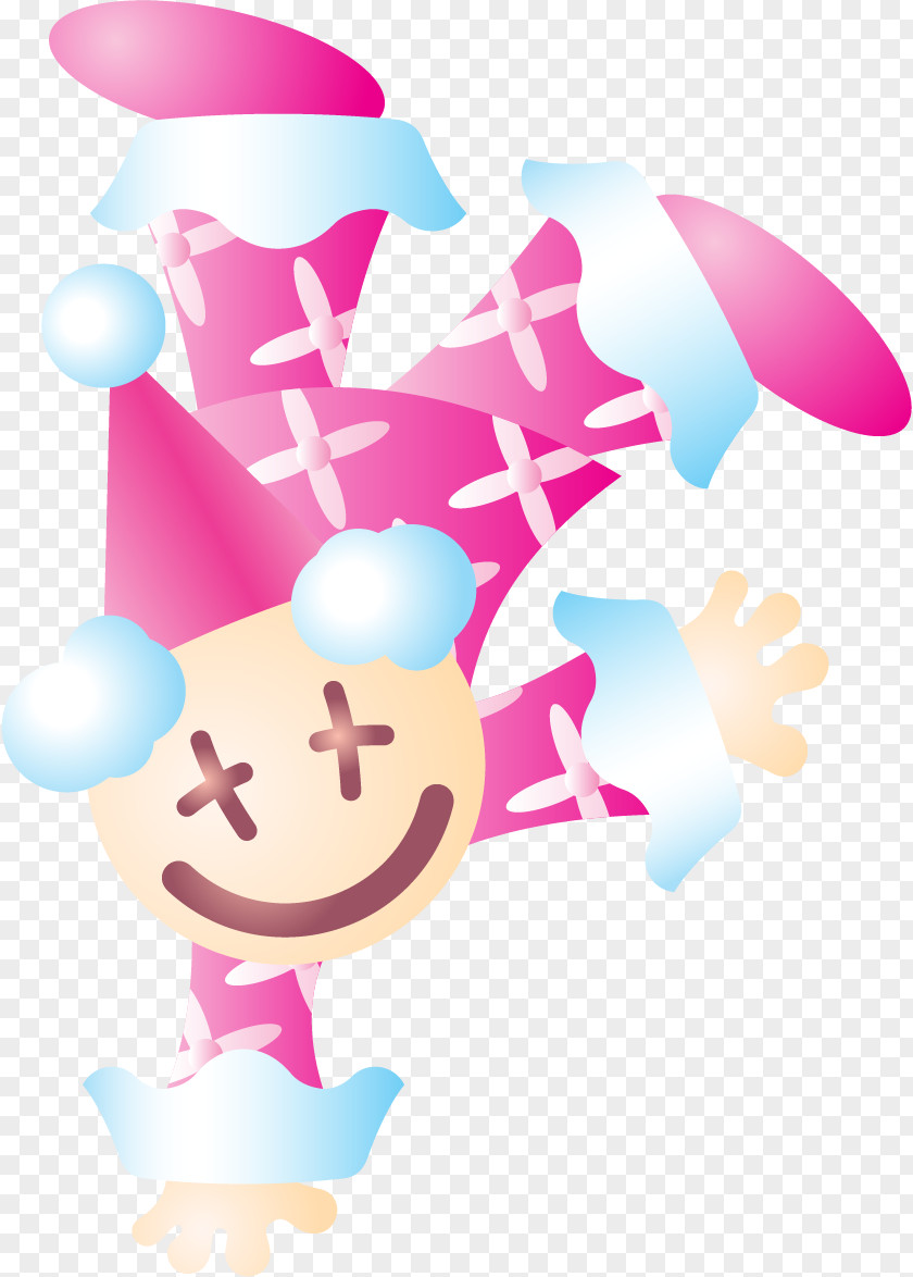 Vector Painted Flying Clown Clip Art PNG