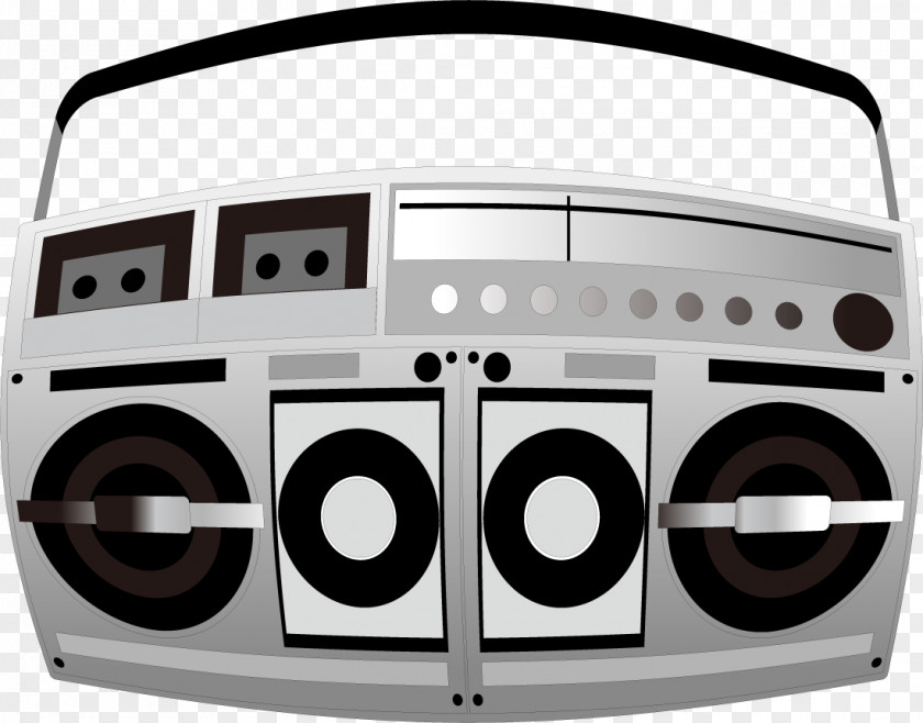 Vector Retro Radio Sound Box Musical Instrument Tape Recorder PNG