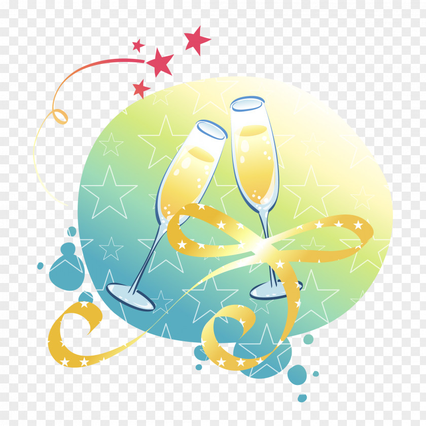 Glass And Stars Champagne Cup PNG