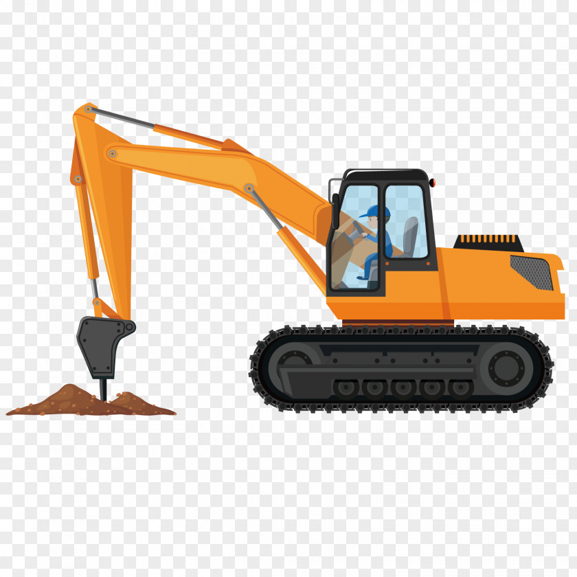 Vector Excavator Jackhammer Heavy Equipment Architectural Engineering PNG