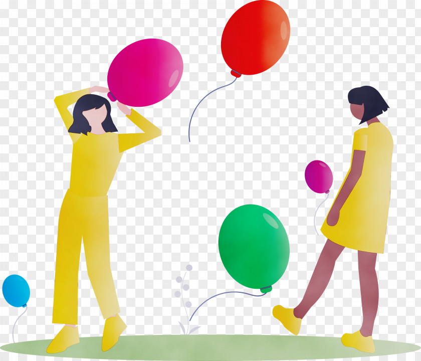 Balloon Yellow Interaction Party Supply Conversation PNG