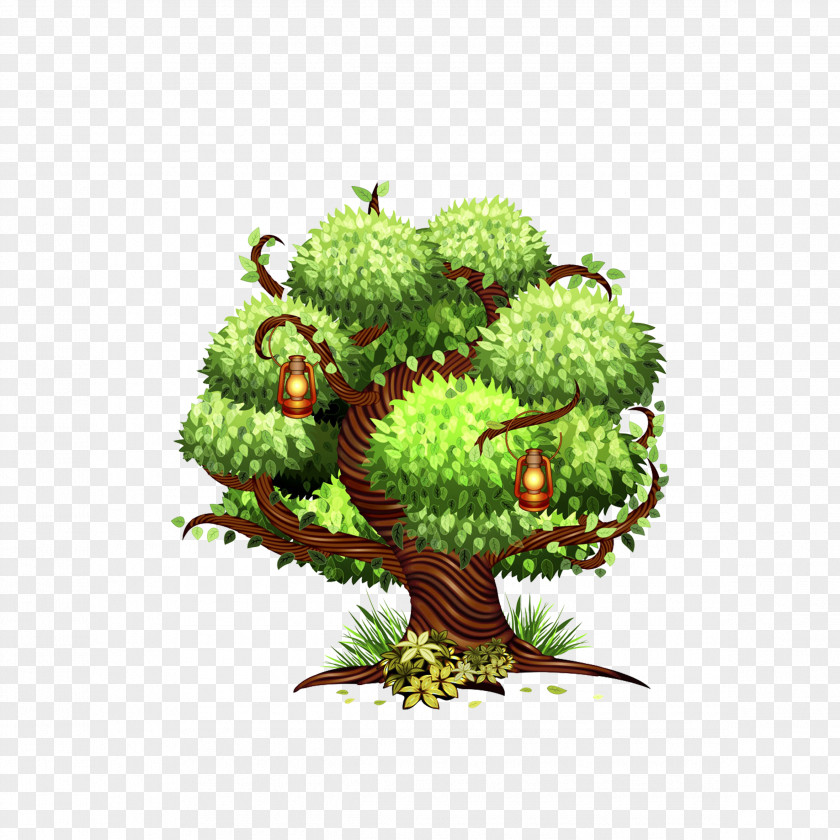 Cartoon Tree Illustration PNG