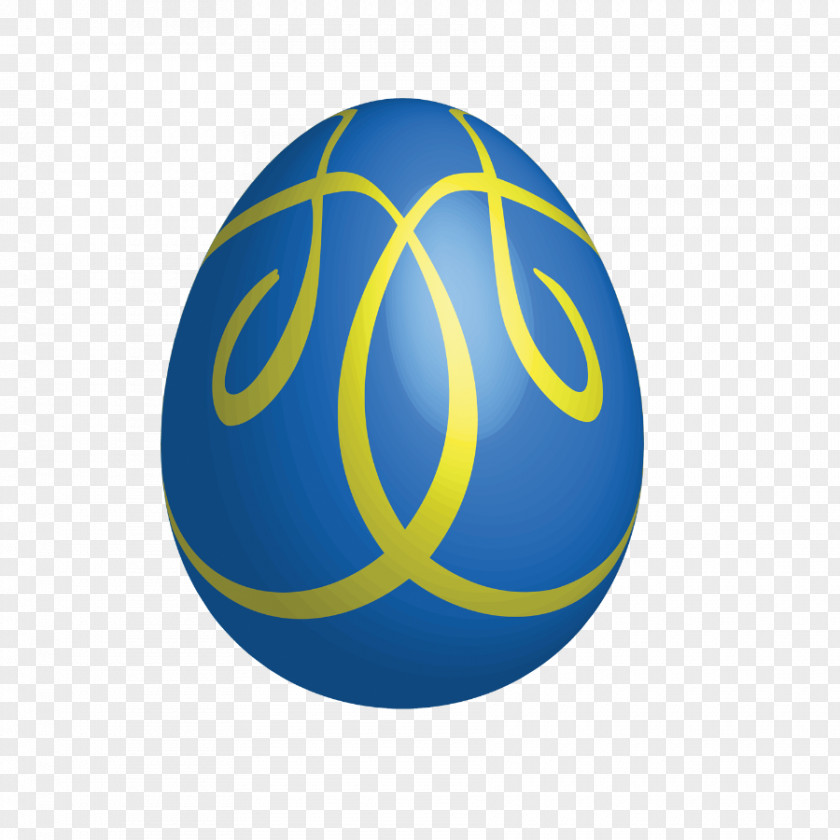 Large Blue Easter Egg With Yellow Ornaments Bunny Euclidean Vector Clip Art PNG