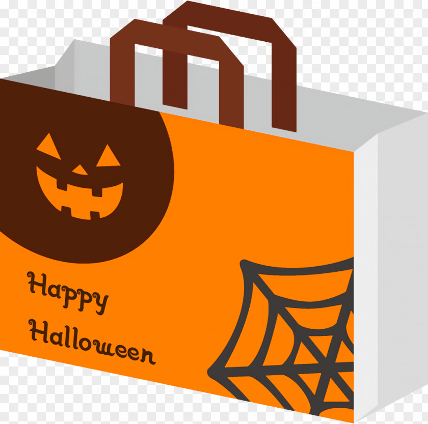 Logo Orange Halloween Gift Bag Shopping Sales PNG