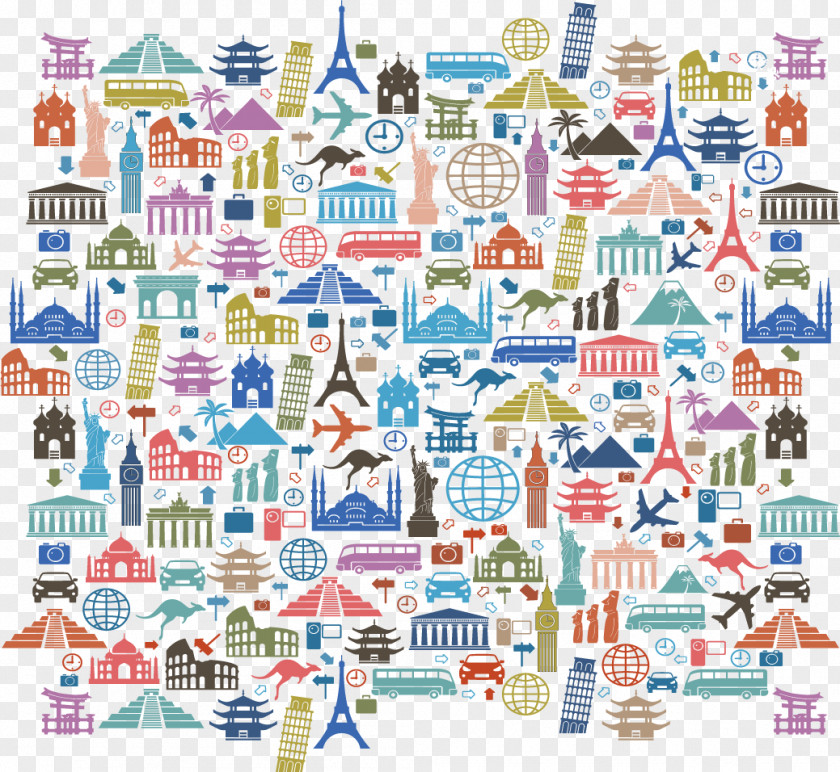Sights Of The World Shading Pattern Background Travel Landmark Icon PNG