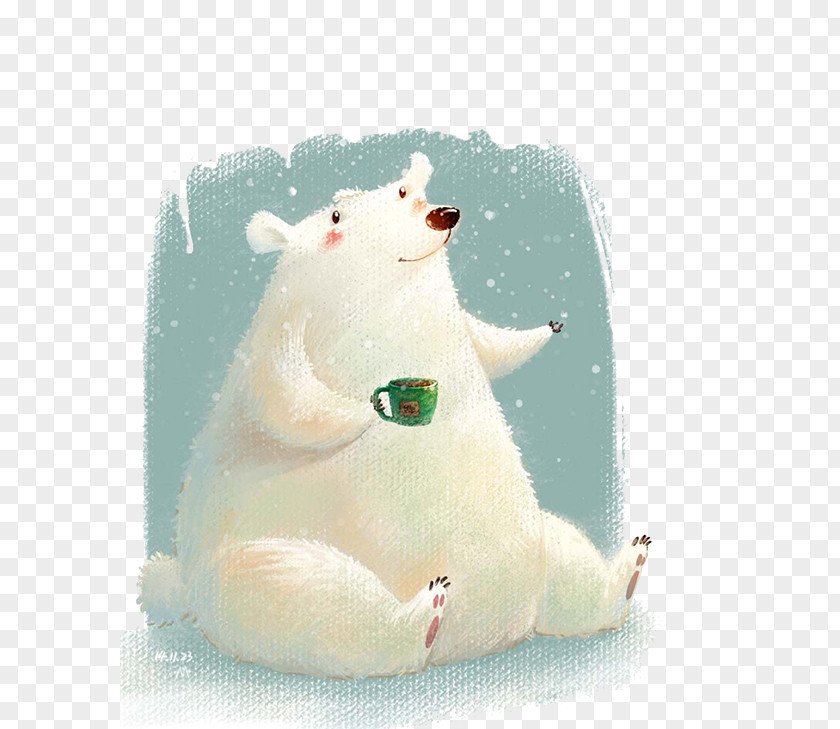 Hand-painted Polar Bear Cartoon PNG