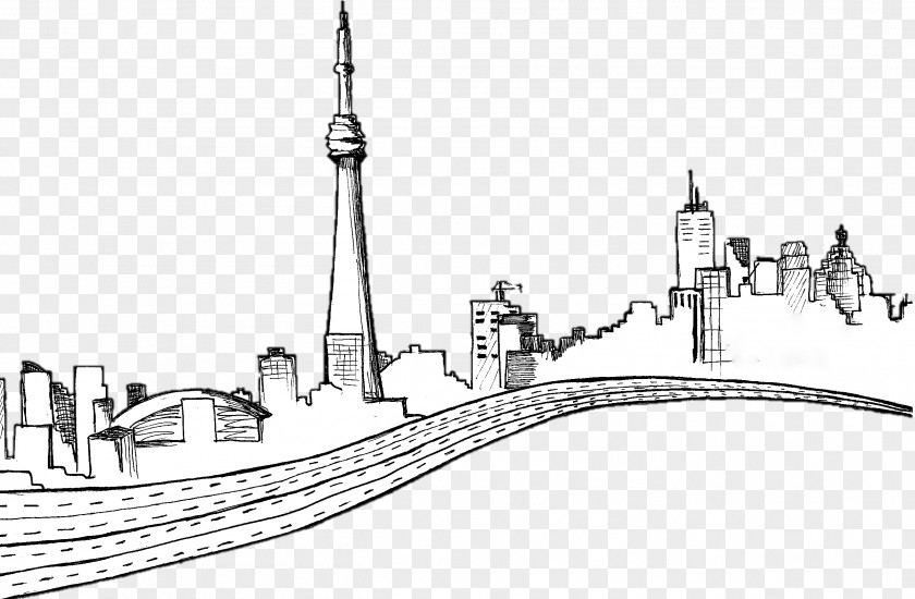 Toronto Skyline Line Art Drawing Training Board Architecture PNG