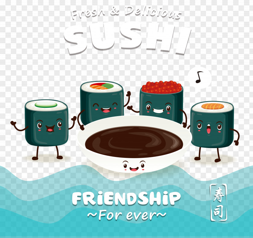 Cartoon Sushi Design Sashimi Japanese Cuisine Onigiri Makizushi PNG