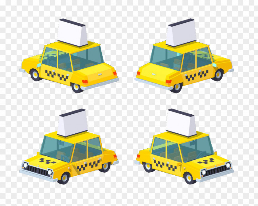 Isometric Illustration Hand-drawn Cartoon Taxi Automotive Design PNG