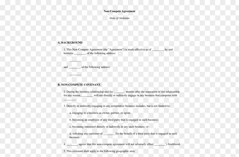 Document Non-compete Clause Competition Template Form PNG