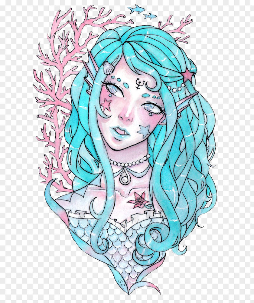 Painting Watercolor A Mermaid Drawing Art PNG